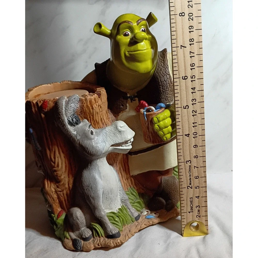Vintage 2004 Shrek 2 Shrek and Donkey Swamp Tree Sculpted Candle Holder Dixie